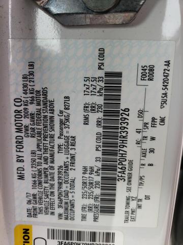 3FA6P0H79HR393926 Ford FUSION SE