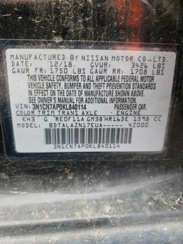 3N1CN7AP0KL840114 Nissan VERSA S