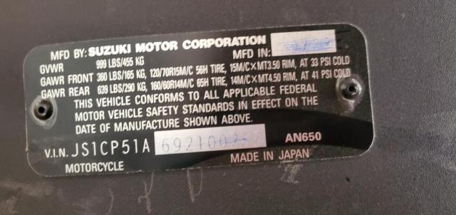 2009 SUZUKI AN650 - JS1CP51A692100287