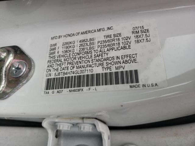 5J8TB4H74GL007110 Acura Rdx Advance