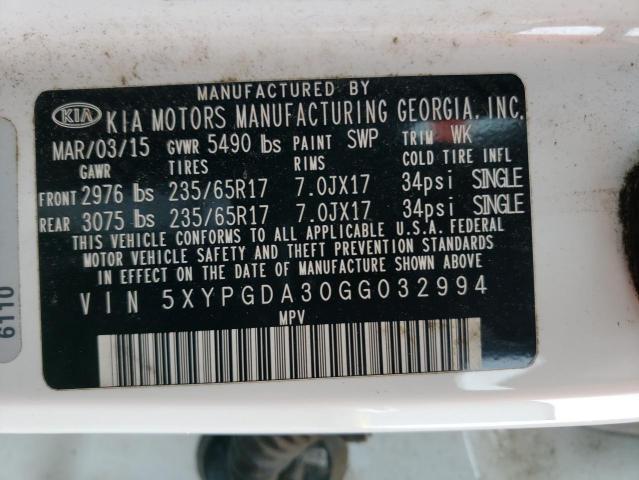 5XYPGDA30GG032994 KIA SORENTO LX