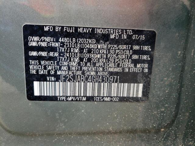 2016 SUBARU FORESTER 2 - JF2SJABC4GH430971