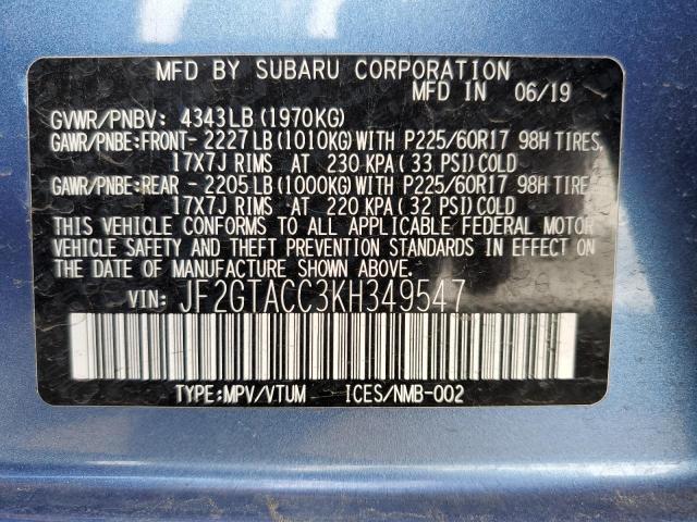 JF2GTACC3KH349547 Subaru Crosstrek Premium