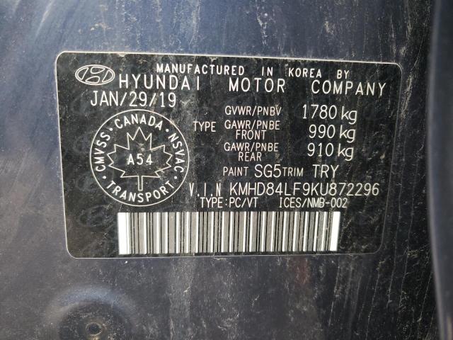 2019 HYUNDAI ELANTRA SE KMHD84LF9KU872296