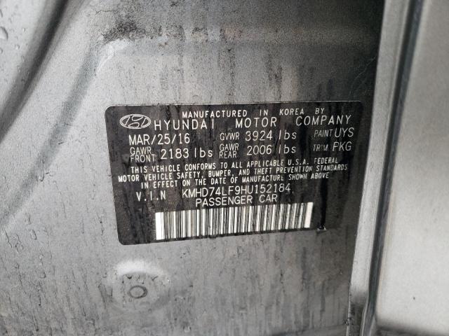 KMHD74LF9HU152184 Hyundai ELANTRA SE