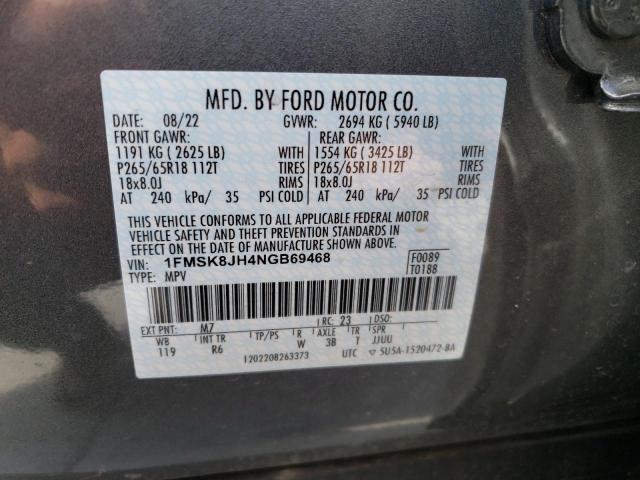 2022 FORD EXPLORER T - 1FMSK8JH4NGB69468