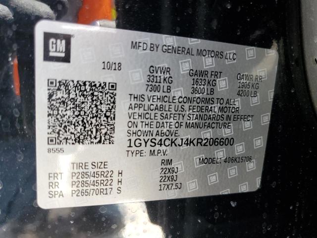 1GYS4CKJ4KR206600 Cadillac Escalade Premium Luxury