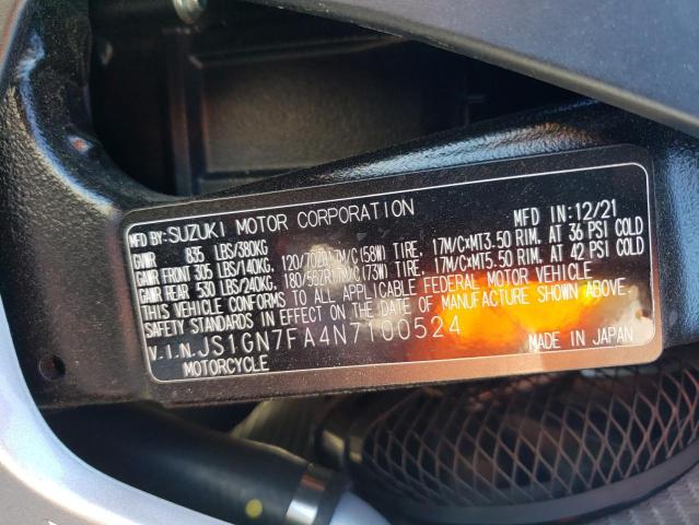 2022 SUZUKI GSX-R600 - JS1GN7FA4N7100524