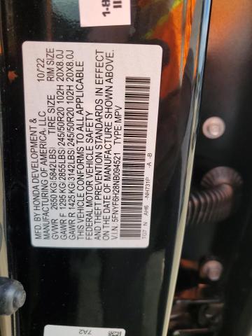2022 HONDA PILOT SE - 5FNYF6H28NB094521