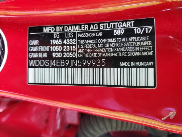 WDDSJ4EB9JN599935 Mercedes-Benz CLA 250