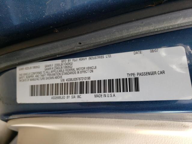4S3BL626787210196 Subaru Legacy 2.5i Limited