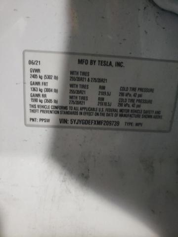 5YJYGDEFXMF209739 Tesla Model Y