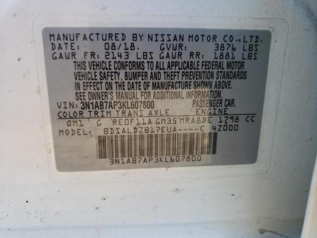 3N1AB7AP3KL607800 Nissan SENTRA S