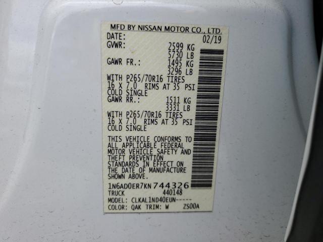 1N6AD0ER7KN744326 Nissan FRONTIER S