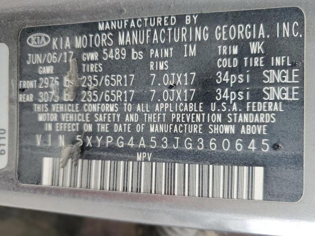 5XYPG4A53JG360645 KIA SORENTO LX