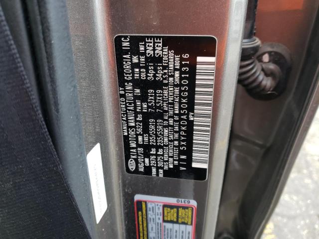 5XYPKDA50KG501316 KIA SORENTO SX