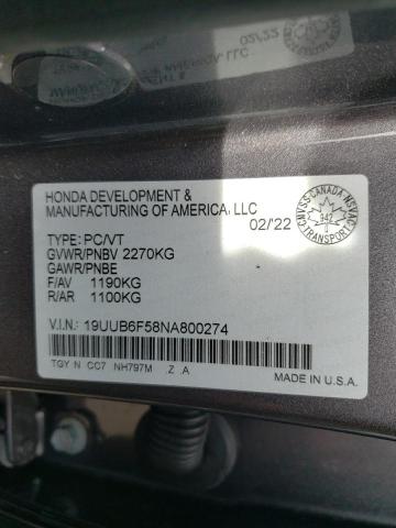 19UUB6F58NA800274 Acura Tlx Tech A