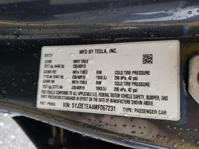 5YJ3E1EA4MF067231 Tesla MODEL 3