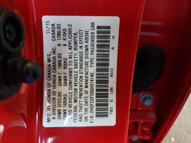 2016 HONDA CIVIC LX - 2HGFC2F5XGH514140