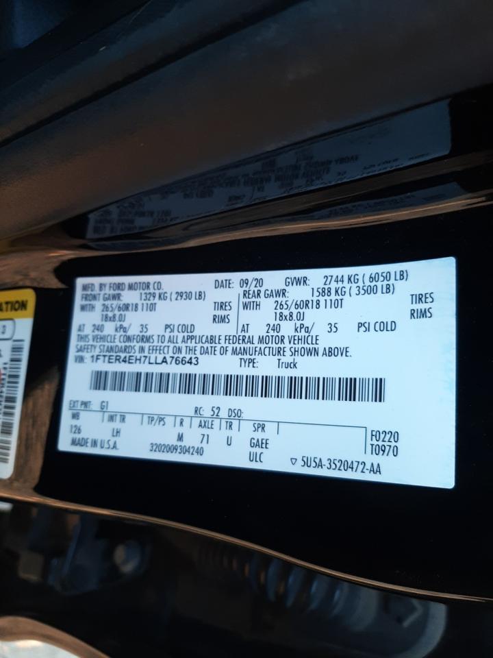 1FTER4EH7LLA76643 FORD RANGER 2020