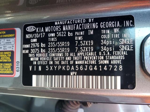 5XYPKDA56JG414728 KIA SORENTO SX