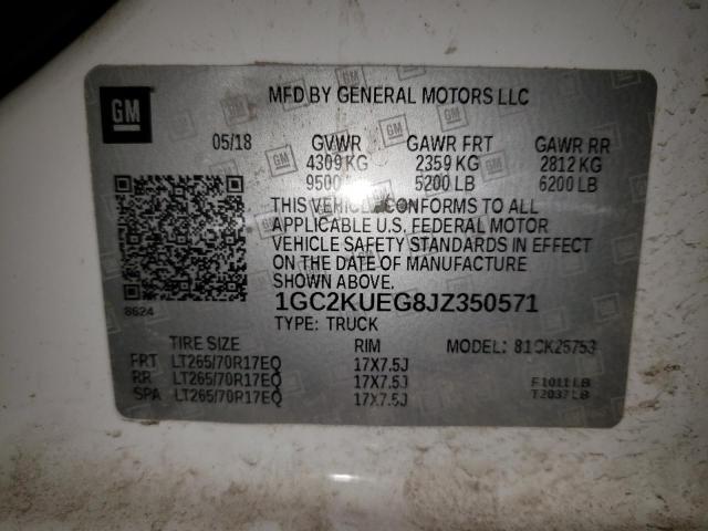2018 CHEVROLET SILVERADO - 1GC2KUEG8JZ350571