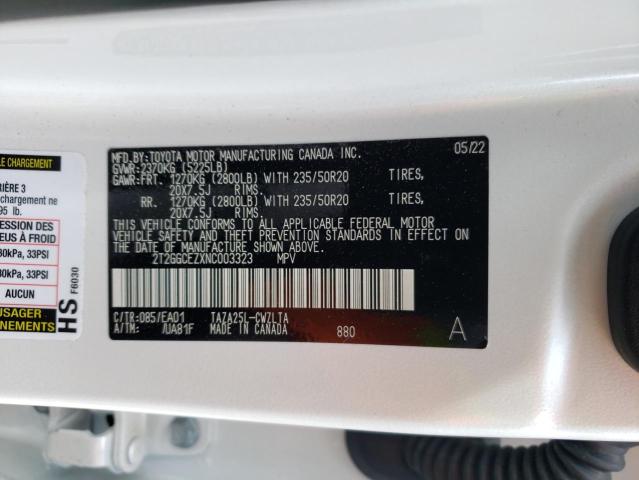 2022 LEXUS NX 350 2T2GGCEZXNC003323