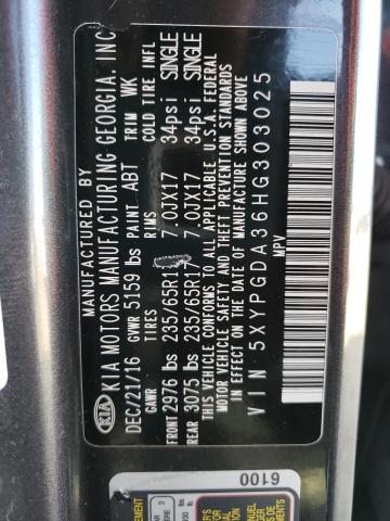 5XYPGDA36HG303025 KIA SORENTO LX