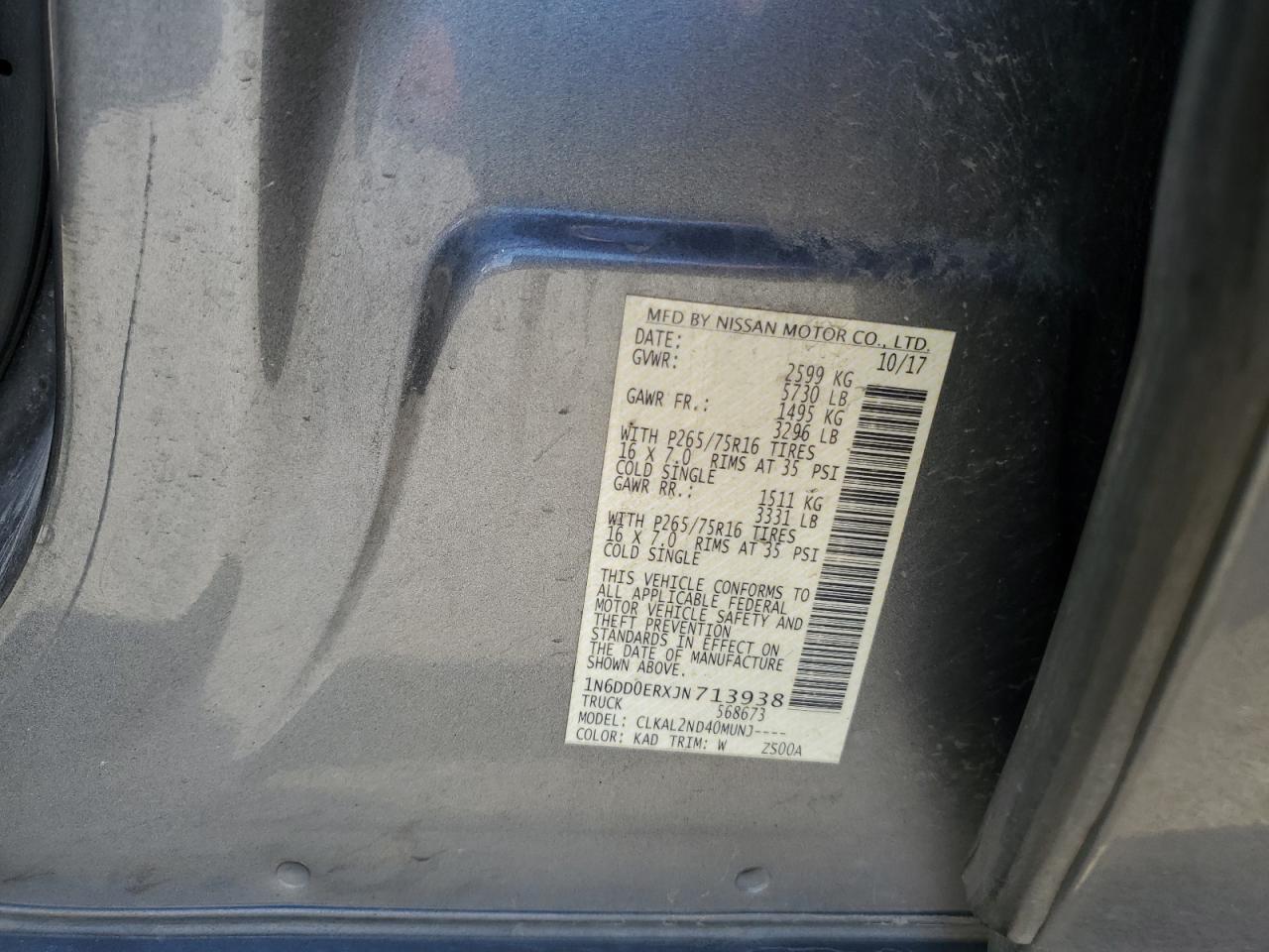 1N6DD0ERXJN713938 NISSAN FRONTIER 2018