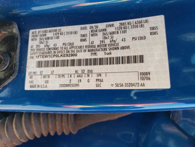 1FTEW1CP0LKE92900 Ford F150 Supercrew