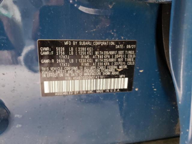 2022 SUBARU OUTBACK WI 4S4BTGSD0N3142181