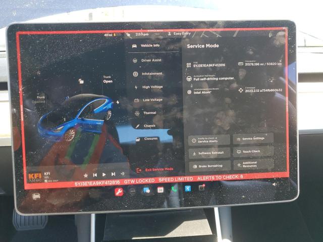 5YJ3E1EA9KF412816 Tesla MODEL 3
