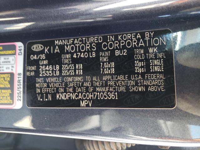 KNDPNCAC0H7105361 KIA Sportage Ex