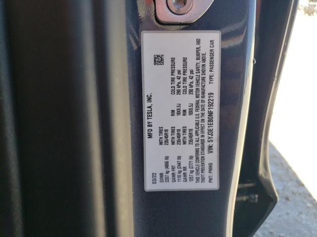 5YJ3E1EB0NF192219 Tesla MODEL 3