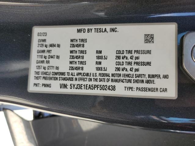 5YJ3E1EA5PF502438 Tesla MODEL 3