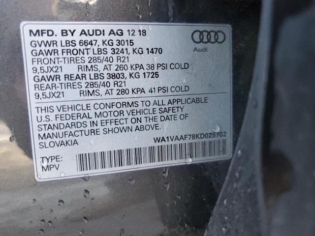2019 AUDI Q7 PRESTIG - WA1VAAF78KD025702