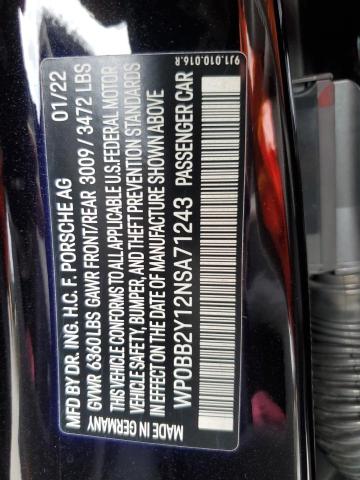 2022 PORSCHE TAYCAN CRO WP0BB2Y12NSA71243