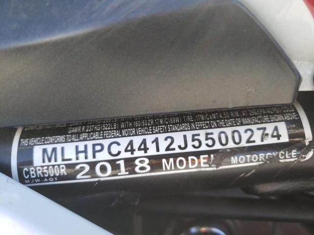 2018 HONDA CBR500 R MLHPC4412J5500274