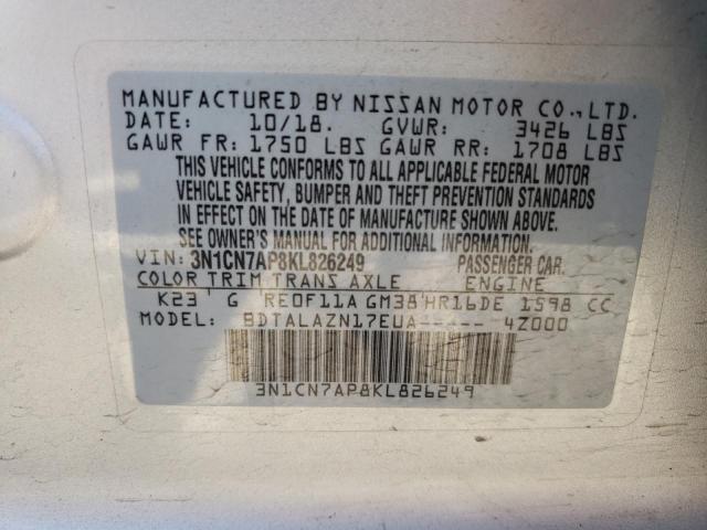 3N1CN7AP8KL826249 Nissan VERSA S