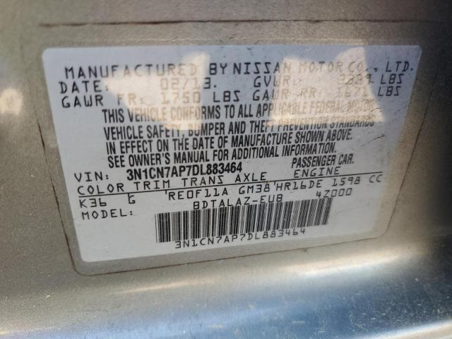 3N1CN7AP7DL883464 2013 Nissan Versa S