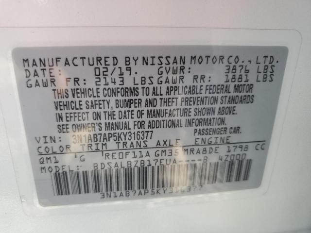 2019 NISSAN SENTRA S - 3N1AB7AP5KY316377
