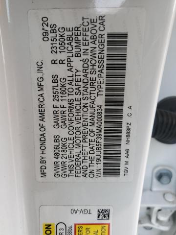 19UUB5F39MA000834 Acura TLX