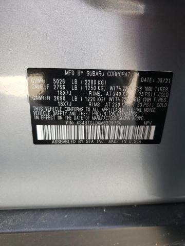 2021 SUBARU OUTBACK ON 4S4BTGLD0M3219760