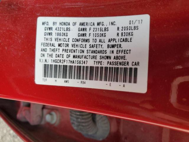2017 HONDA ACCORD SPO - 1HGCR2F17HA156347