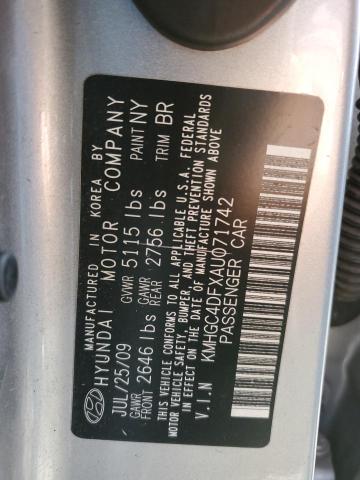 KMHGC4DFXAU071742 Hyundai Genesis 4.6l