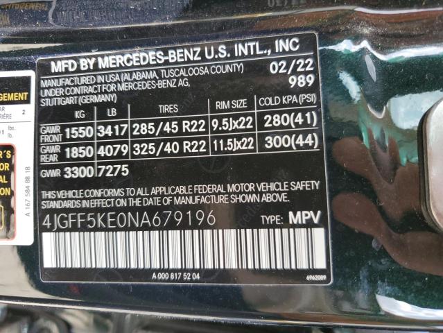 4JGFF5KE0NA679196 Mercedes-Benz Gls 450 4matic