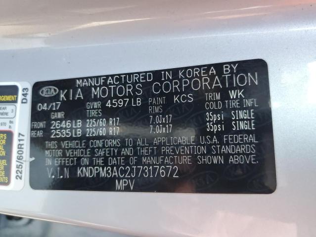 KNDPM3AC2J7317672 KIA Sportage Lx