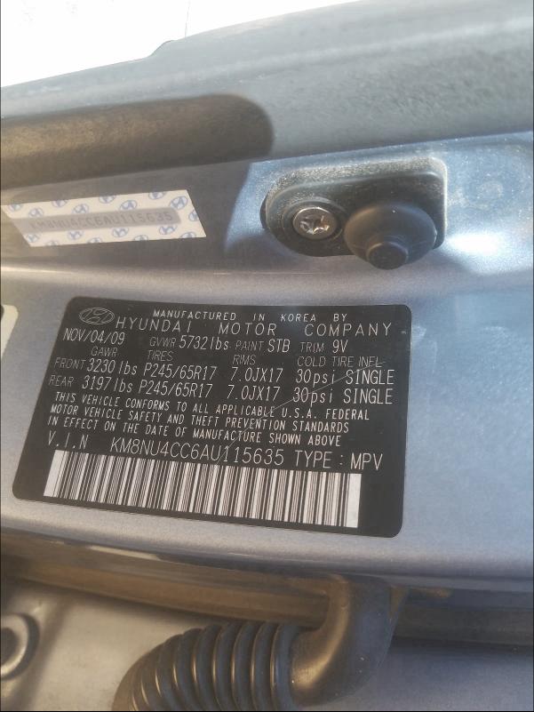 2010 HYUNDAI VERACRUZ G KM8NU4CC6AU115635