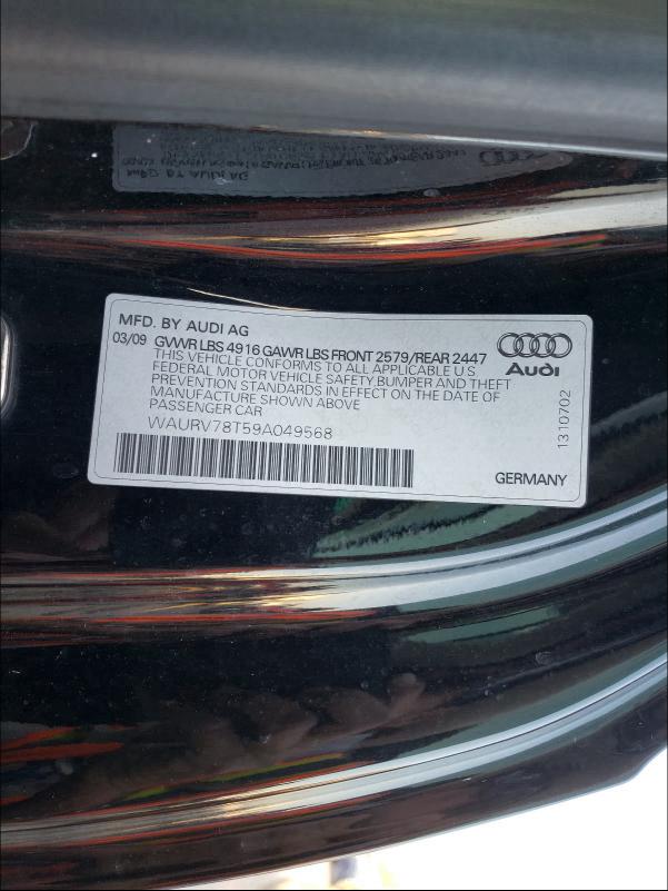 2010 AUDI S5 QUATTRO WAURV78T59A049568