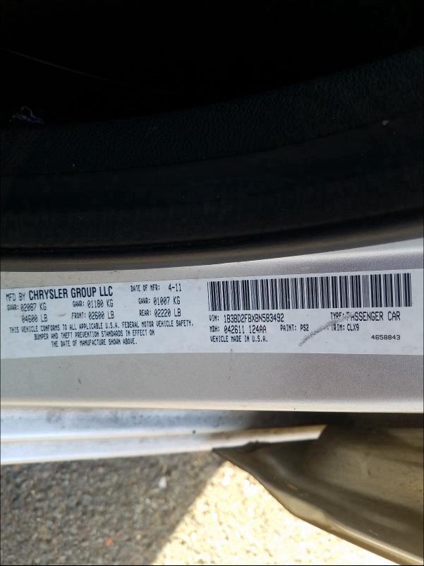 2011 DODGE AVENGER LU 1B3BD2FBXBN583492